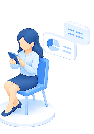 オンラインで手続きする様子のイラスト